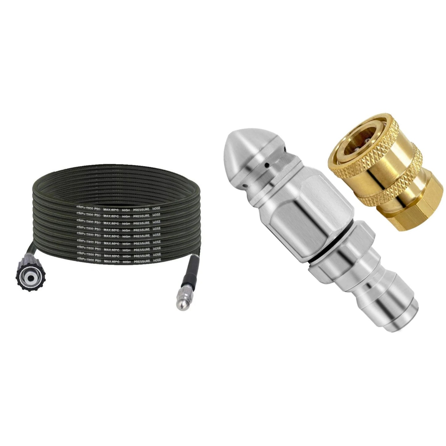 Triple-Layer Burst-Proof Hose – Stainless Steel & PVC, Universal Connector for Heavy-Duty Cleaning