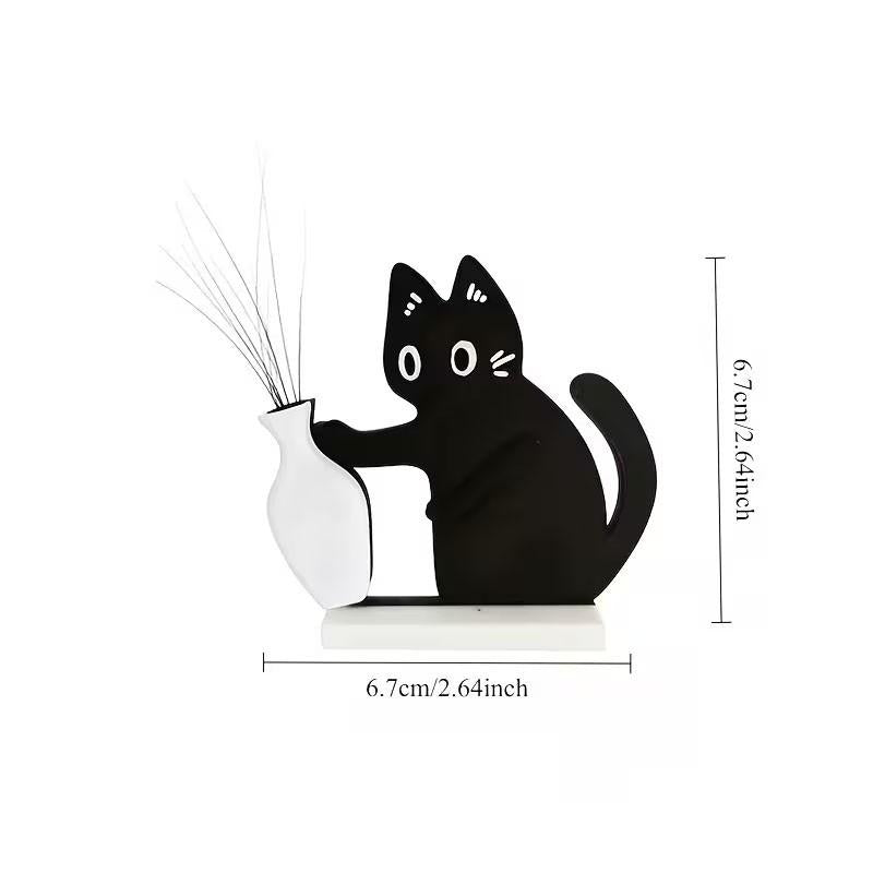 Cute Black Cat Fridge Magnet Vase – Whisker Keepsake & Mini Flower Holder Decor