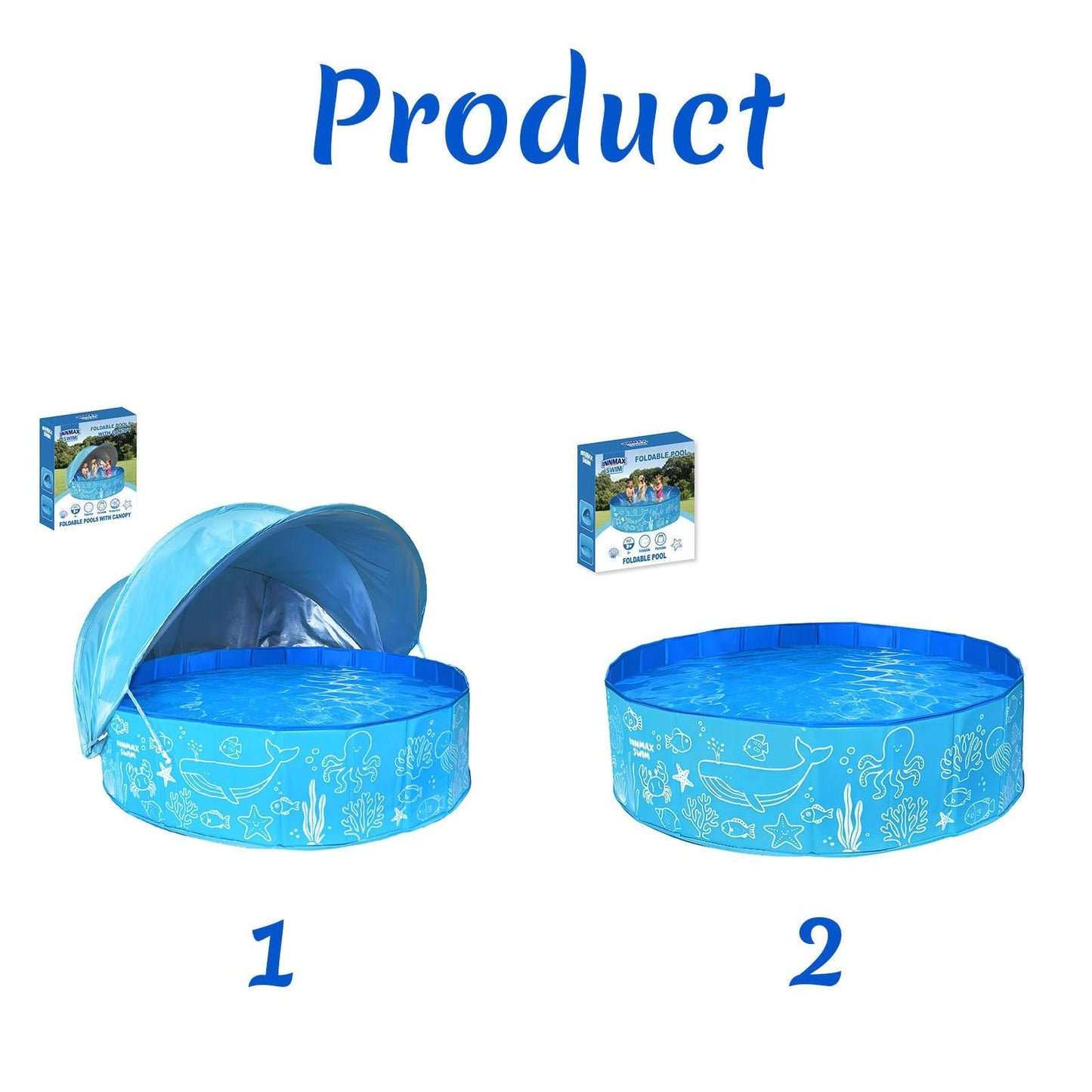 Foldable Kids Pool with Canopy – Portable Baby Splash Pool & Beach Tent for Toddlers, Kids & Pets