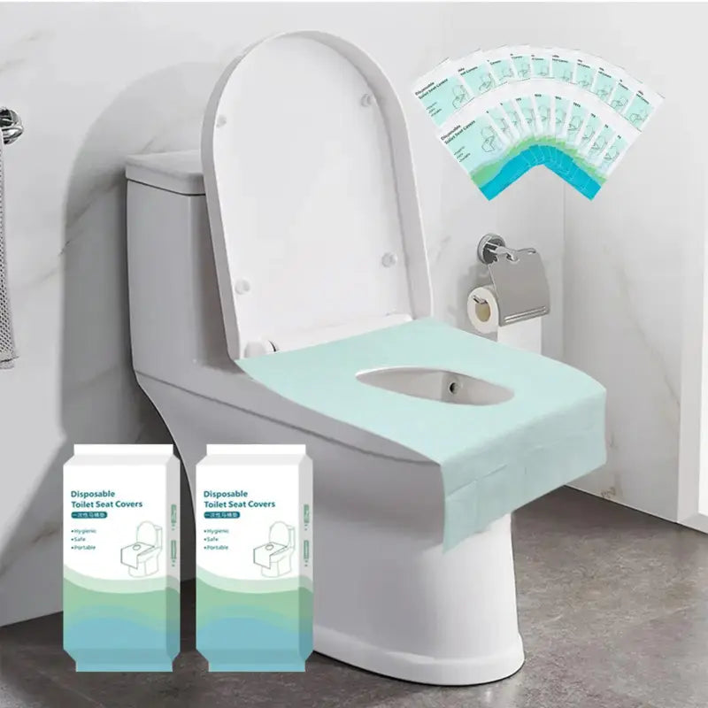 Disposable Toilet Seat Covers – Portable Hygienic Toilet Protectors for Travel, Public Restrooms, Fits All Seat Shapes