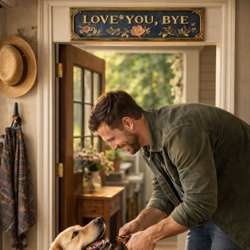“Love You, Bye” – Entryway Wall Sign