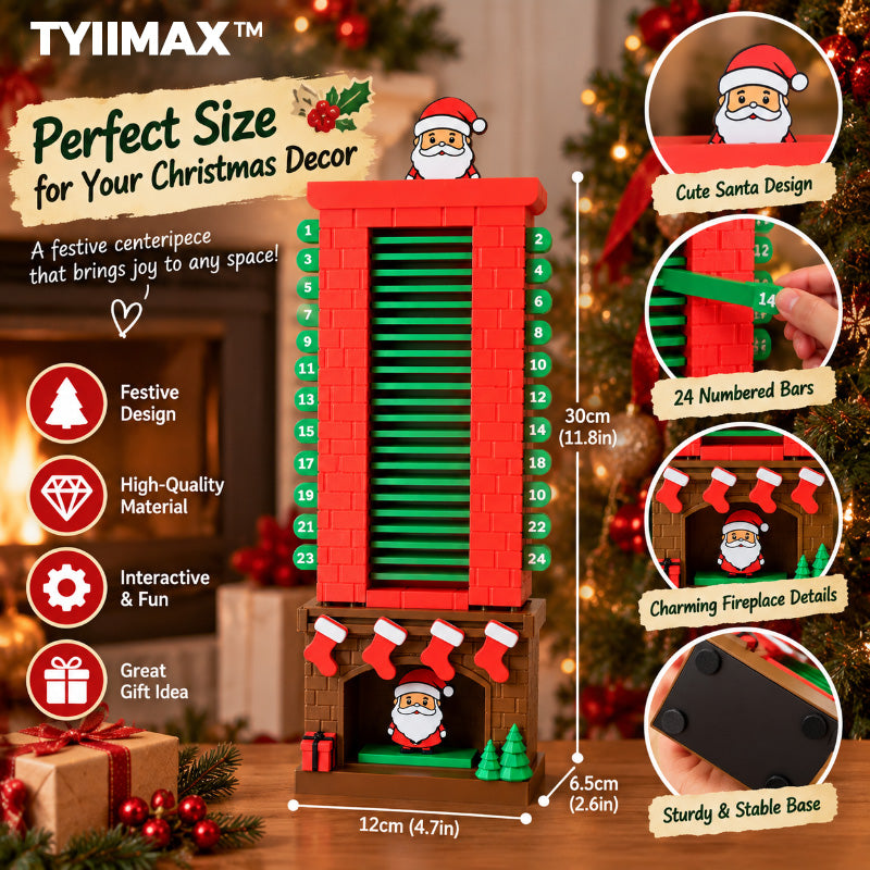 TYIIMAX™ Santa Christmas Countdown Advent Calendar – 24-Day Interactive Fireplace Countdown Decoration