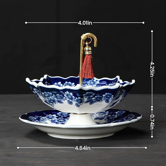 Umbrella-shaped Blue and White Porcelain Tea Strainer & Coffee Filter