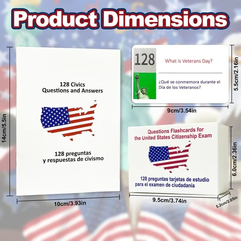2026 US Citizenship Flash Cards: Study Guide: American Citizenship (Spanish & English)