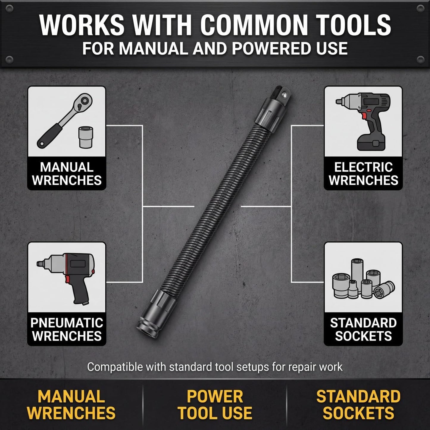 1/2" Drive Flexible Socket Extension Bar & Universal Joint Set