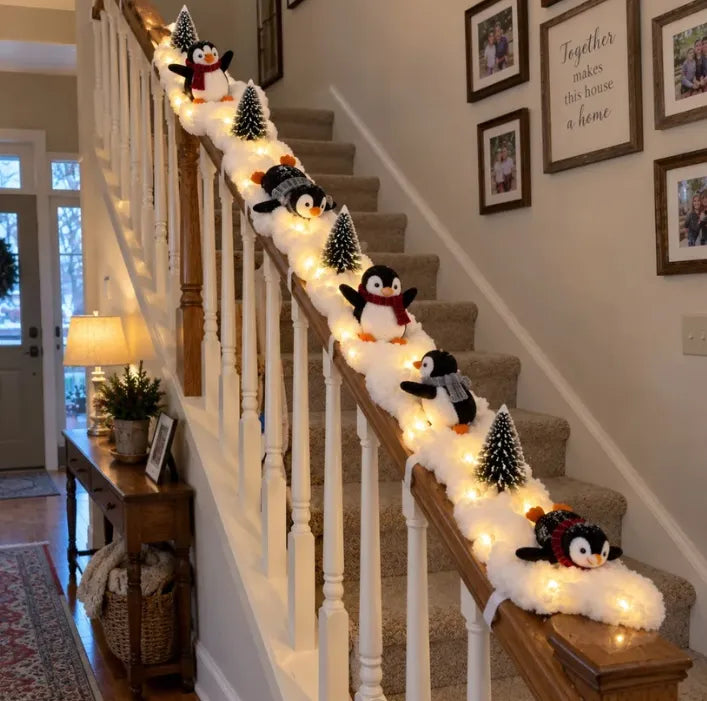 🐧Penguin Christmas Stair Snow Decor
