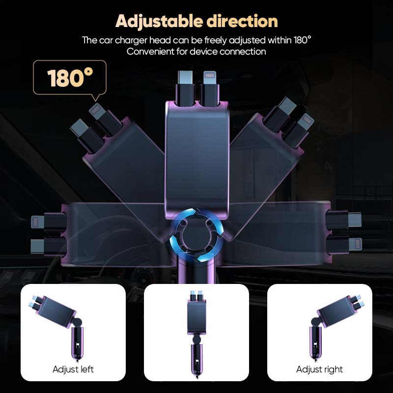 Multi-functional Universal Retractable Super-Fast Car Charger