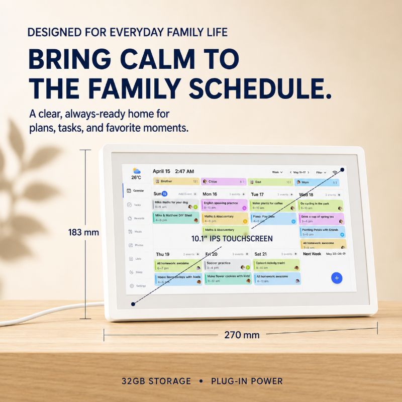 📅 10.1″ Smart Family Calendar & Digital Photo Frame – Wi-Fi Touchscreen Home Organizer
