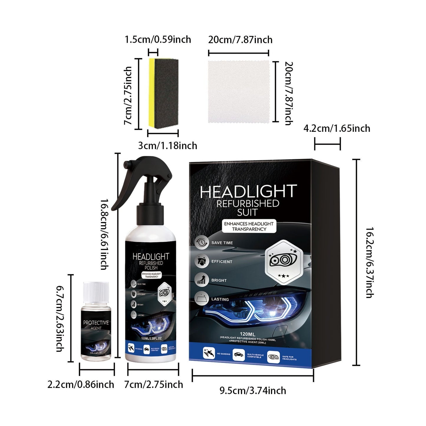 🚘Automotive Headlamp Restoration Fluid Kit – 💡Suitable for Yellowed or Foggy Lenses & Clear Surfaces | Essential for Home & Garage Use🏠