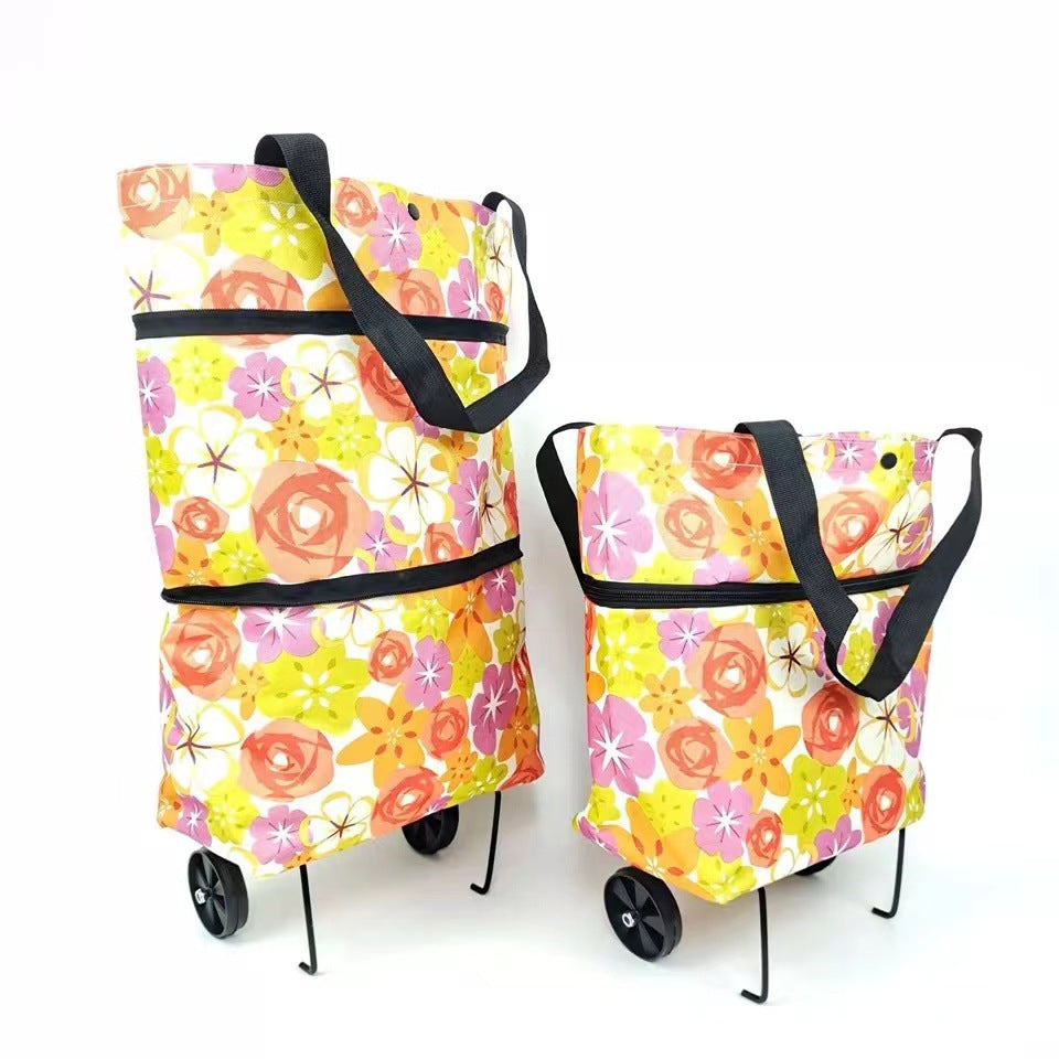 🔥HOT SALE 50% OFF🔥2-in-1 Foldable Shopping Cart Bag with Wheels – Reusable Rolling Grocery Tote