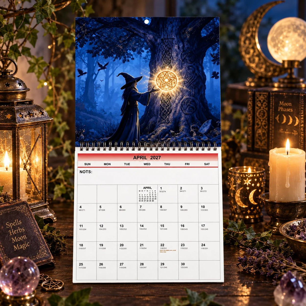 Witches’ Calendar 2027 Wall Calendar – 12-Month Mystical Witch Calendar, Enchanted Forest Hanging Wall Planner for Wicca, Witchcraft & Magic Lovers