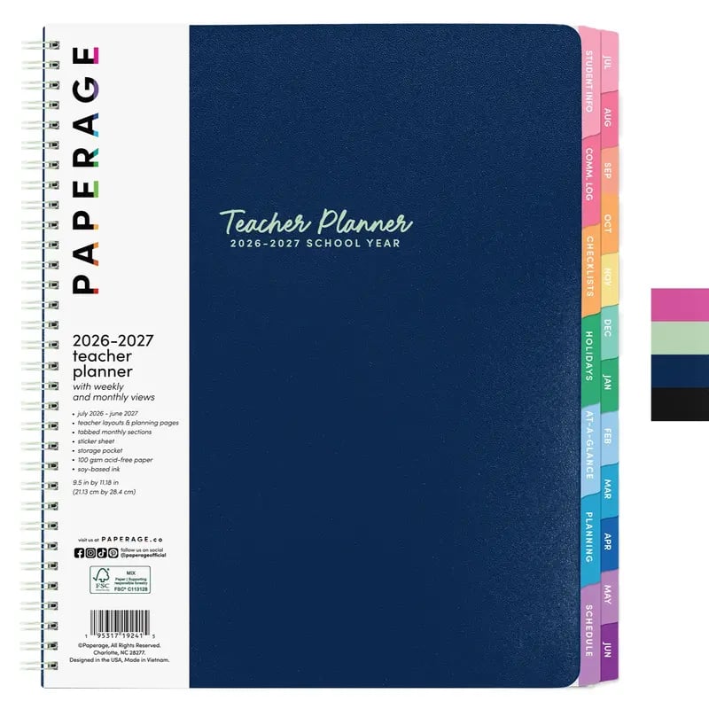 📕Your All-in-One 2026–2027 Teacher Planner ✨Weekly & Monthly Academic Planner & Calendar (from July 2026 to June 2027)