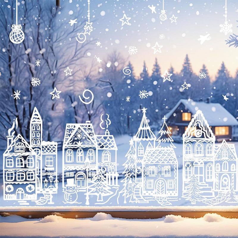 🎄 Christmas Village Window Sticker Set🎁