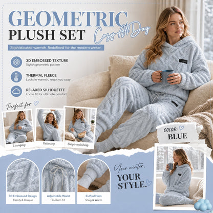 🍂 Embossed Geometric Plush Set – Timeless Comfort & Effortless Style For Every Occasion🍂