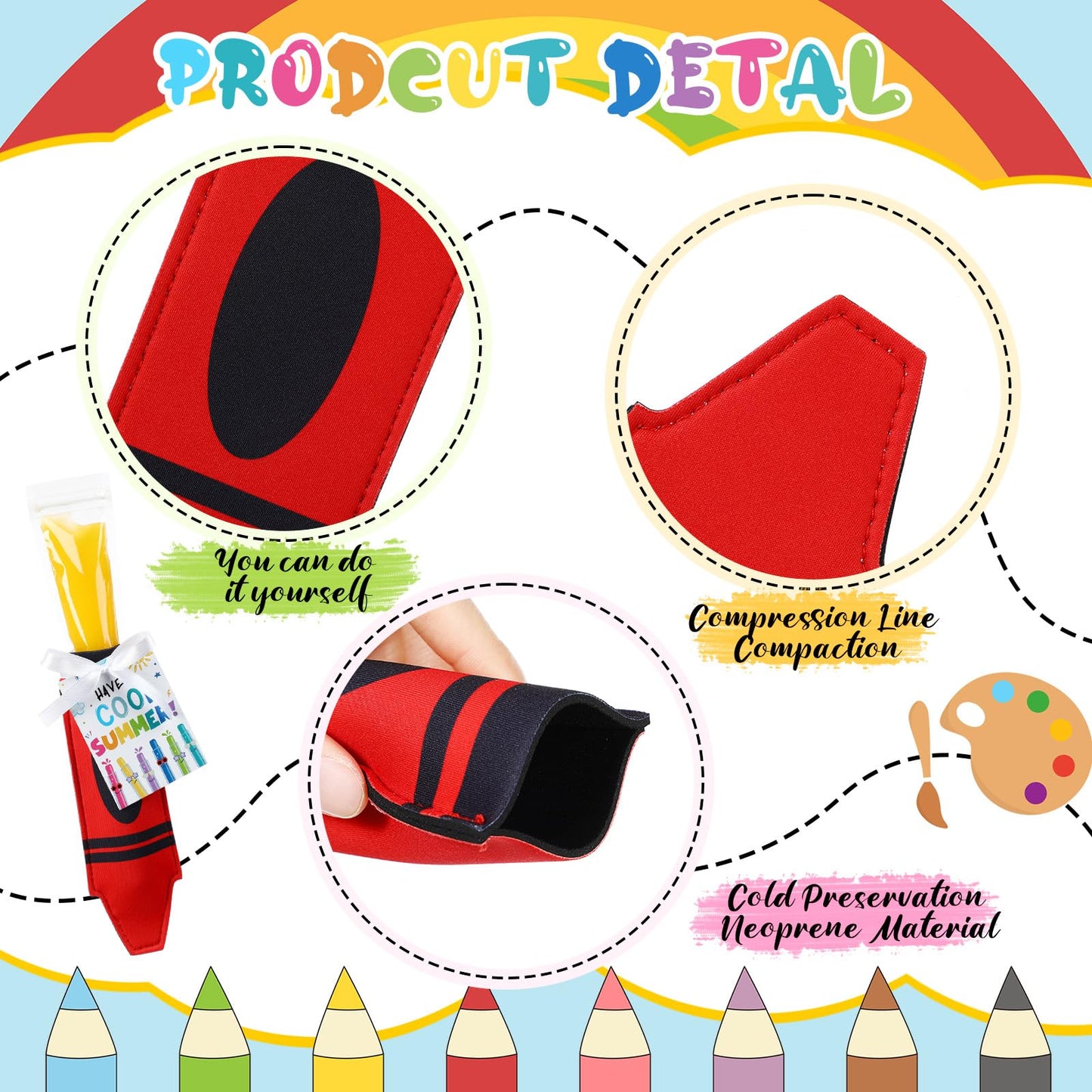 🎓🍦End of School Year Gifts: Reusable Ice Pop Sleeves| 12/24/36/48 Pack