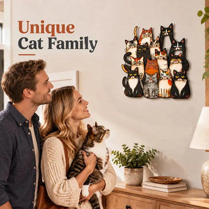 🐾Whimsical Cat Family Metal Wall Art😻