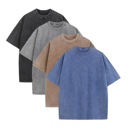 Vintage Acid Wash Heavyweight T-Shirt – 100% Cotton Oversized Tee for Men & Women