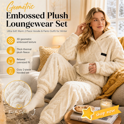 🍂 Embossed Geometric Plush Set – Timeless Comfort & Effortless Style For Every Occasion🍂