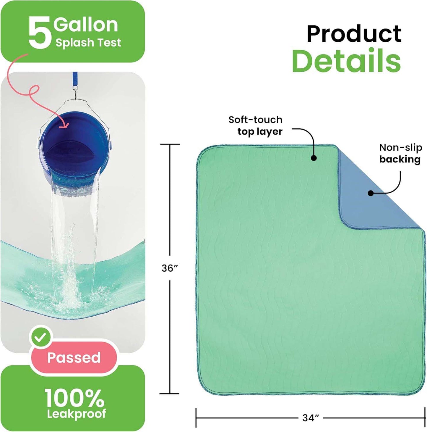 💧🛡️Reusable Heavy Absorbency Bed Pads | Waterproof Leakproof Underpad for Kids, Adults & Pets