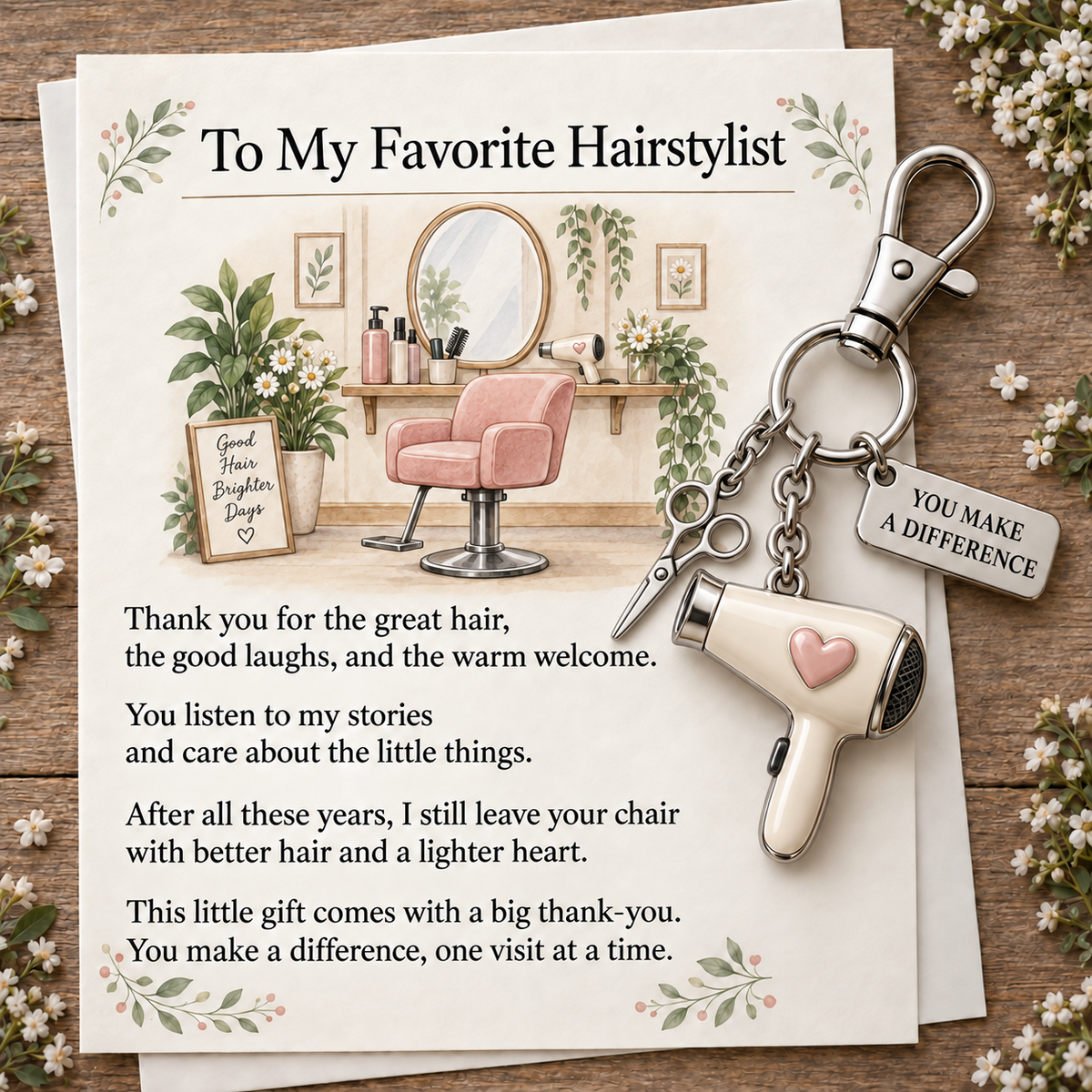 ✨ The 'You Make a Difference' Appreciation Gift Set – Keychain & Greeting Card ✨