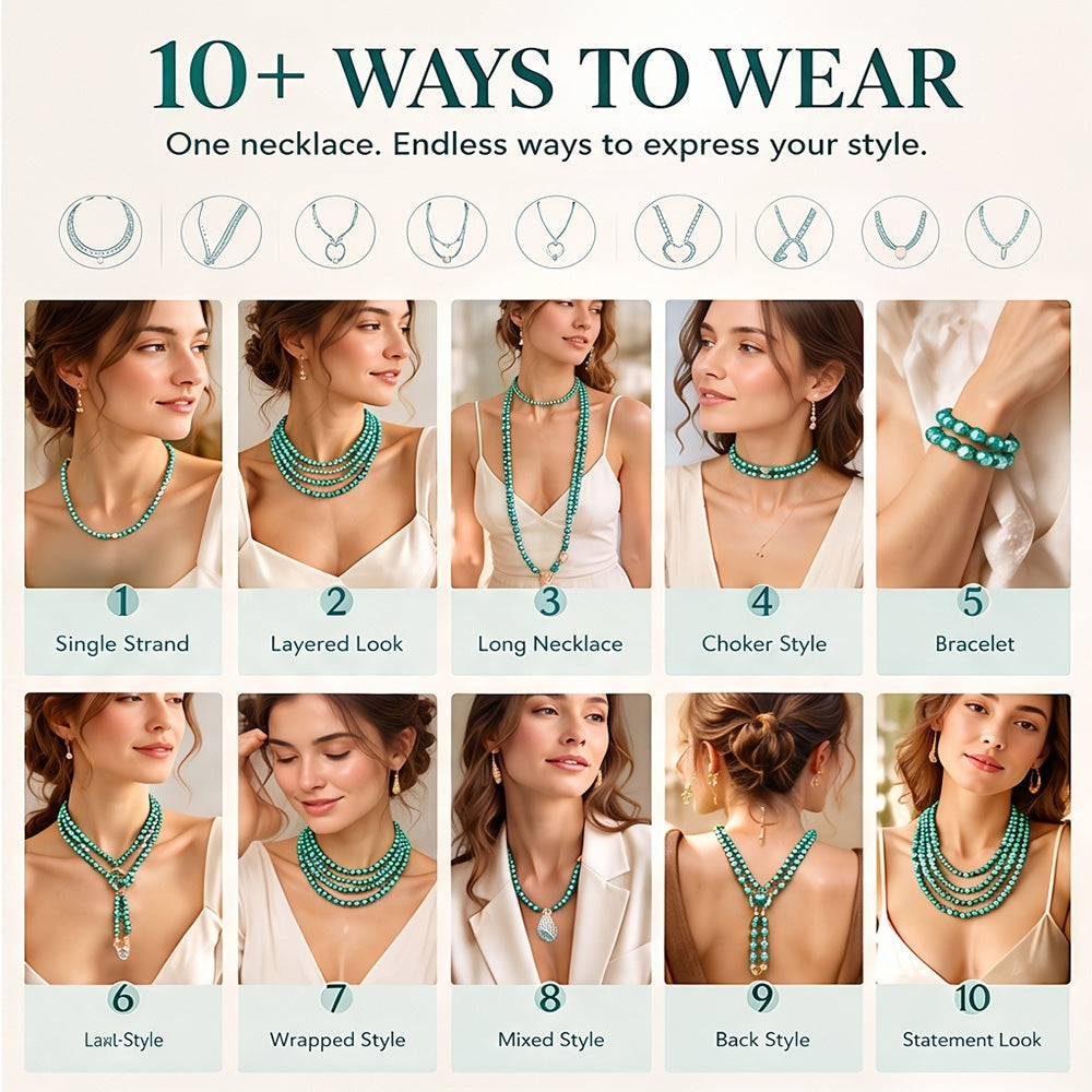 One Necklace 10 Looks – Turquoise Crystal ✨