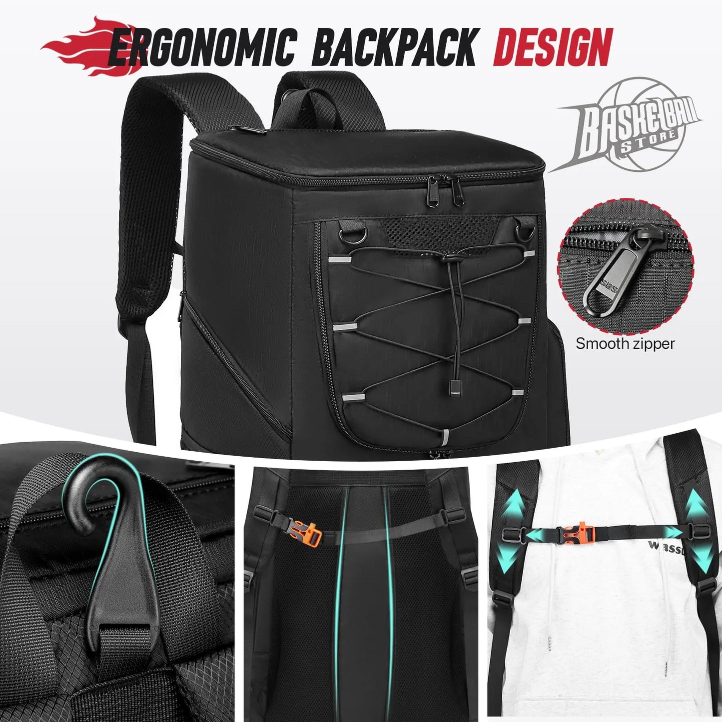 Sport Backpack with Separate Ball Holder & Shoes Compartment