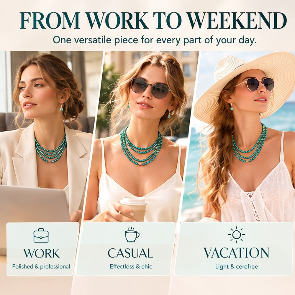One Necklace 10 Looks – Turquoise Crystal ✨