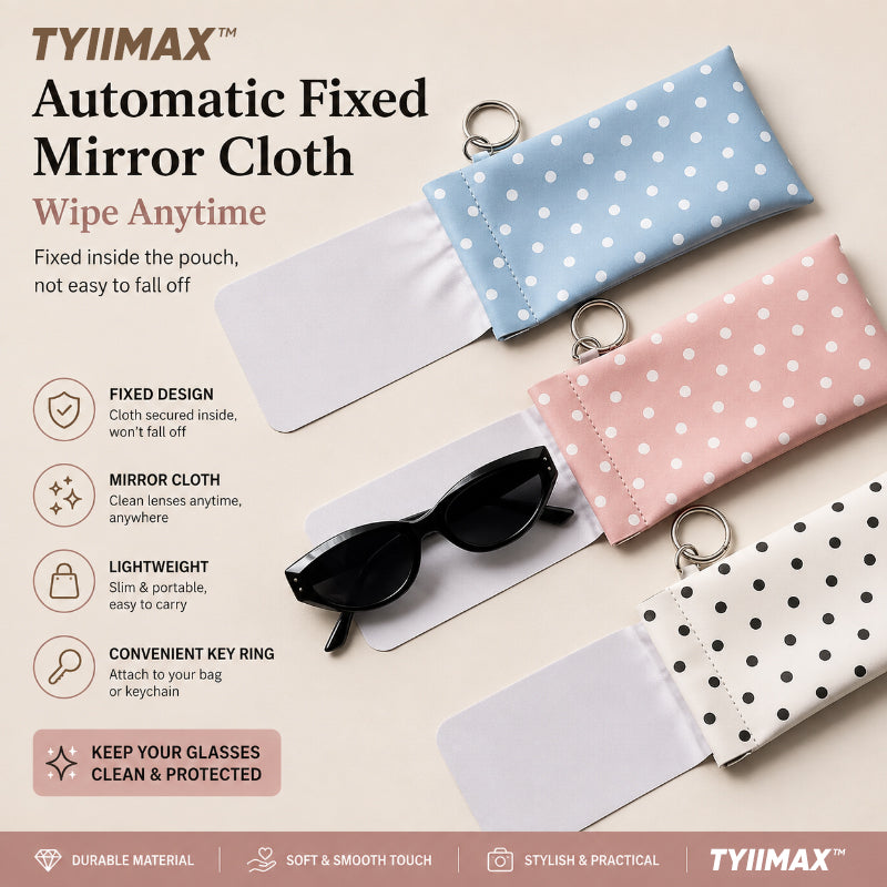 TYIIMAX™ Minimalist PU Leather Eyeglasses Pouch – Portable Sunglasses Case with Built-In Cleaning Cloth & Key Ring