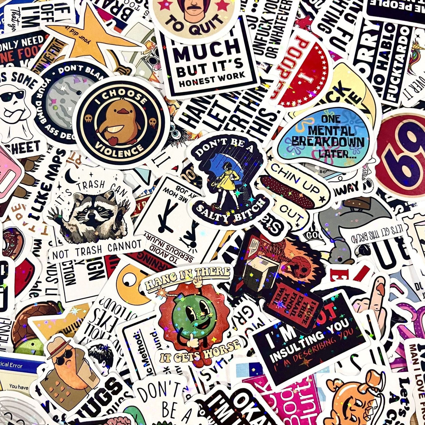✨130pcs Funny Stickers for Adults – Prank Meme (Dirty) Hilarious Sticker Pack(Waterproof & No Residue)