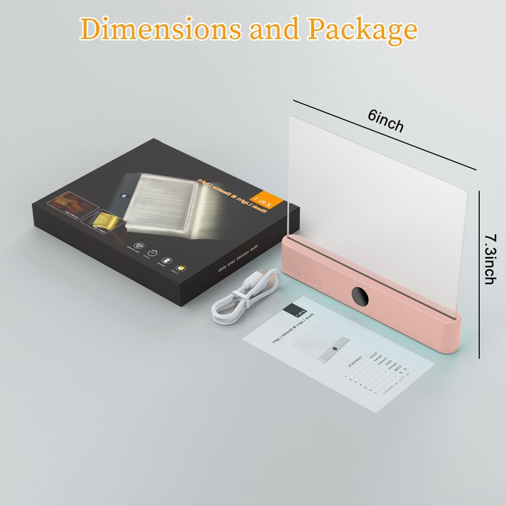 Rechargeable Flat LED Book Light 🌟 3 Colors Timer Perfect Night Reading