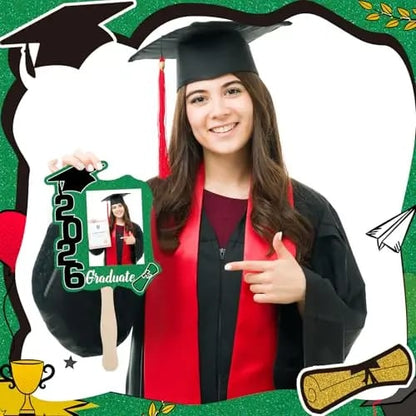 🎓Class of 2026 Graduation Fan Set (24 Pack) — Double-Sided Photo Props with Handles