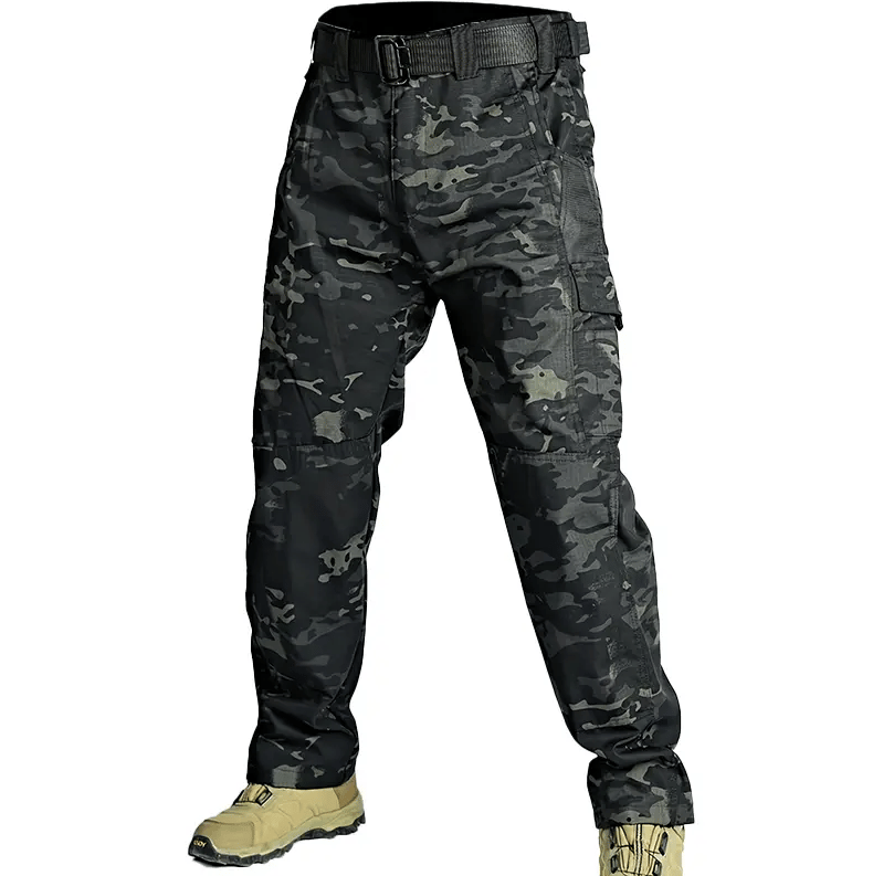 Men's Waterproof Tactical Work Pants - Solid Color with Multi-Pockets for Outdoor Activities
