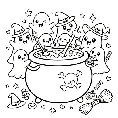 👻🎨Spooky & Cute Bold and Easy Coloring Book – A Whimsical Halloween Adventure (✨Hardcover)