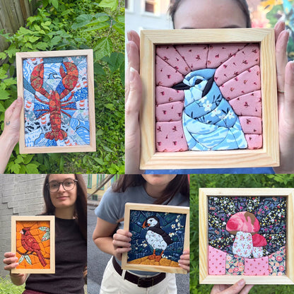 🧵 No-Sew Kinusaiga Fabric Art Kit – DIY Fabric Tucking Wall Art with Frame & Tools