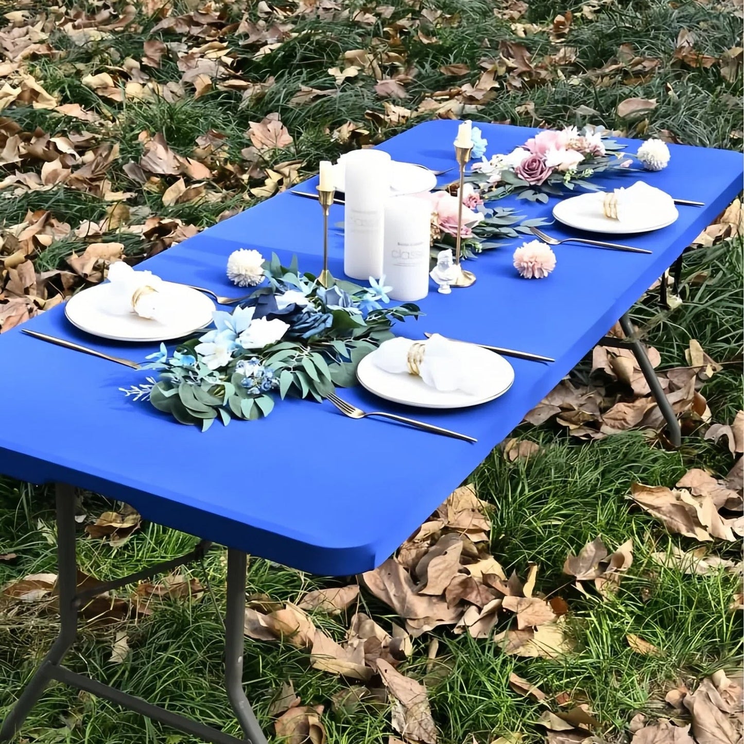 Stretch Fabric Table Top Cap Cover – Elastic Edge, Waterproof & Reusable