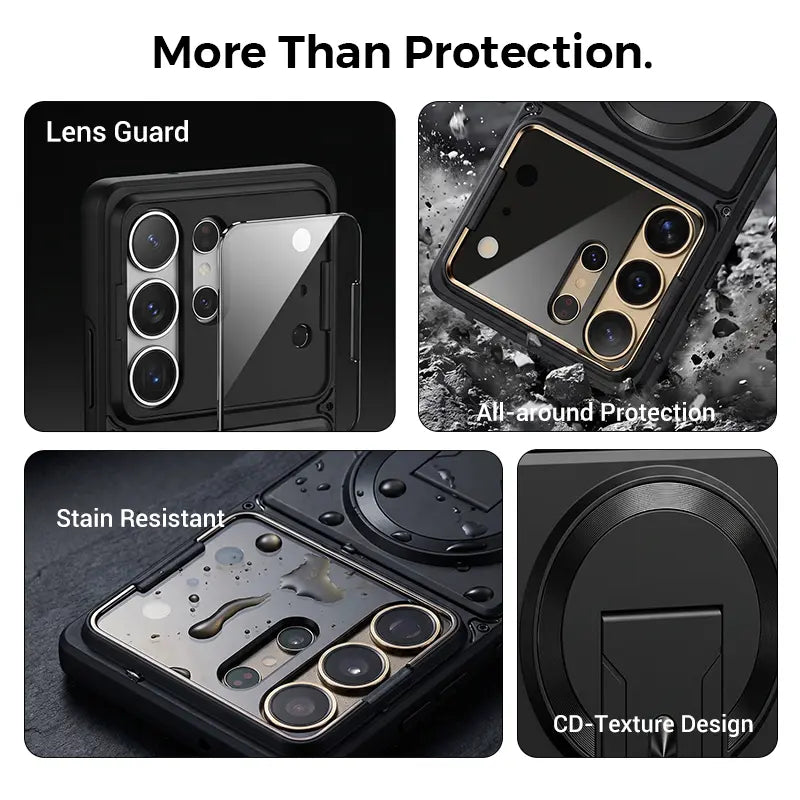 TYIIMAX™ Magnetic Kickstand Phone Case for Samsung Galaxy S Series – Shockproof Slim Case with Camera Lens Protection & Hidden Stand