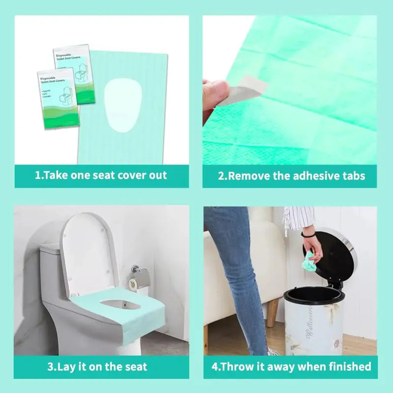 Disposable Toilet Seat Covers – Portable Hygienic Toilet Protectors for Travel, Public Restrooms, Fits All Seat Shapes