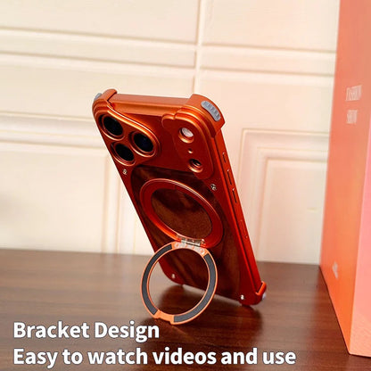 Premium Wood & Aluminum Magnetic Phone Case with Stand