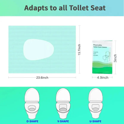Disposable Toilet Seat Covers – Portable Hygienic Toilet Protectors for Travel, Public Restrooms, Fits All Seat Shapes
