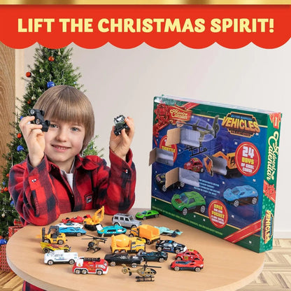 TYIIMAX™ 2026 Christmas Car Advent Calendar – 24 Die-Cast Vehicles for Kids, Daily Countdown Surprises