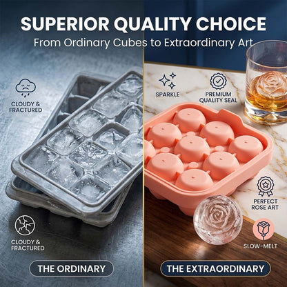 Rose Ice Cube Tray – 9-Cavity Silicone Mold for Whiskey & Cold Drinks