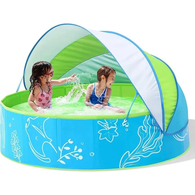 Foldable Kids Pool with Canopy – Portable Baby Splash Pool & Beach Tent for Toddlers, Kids & Pets
