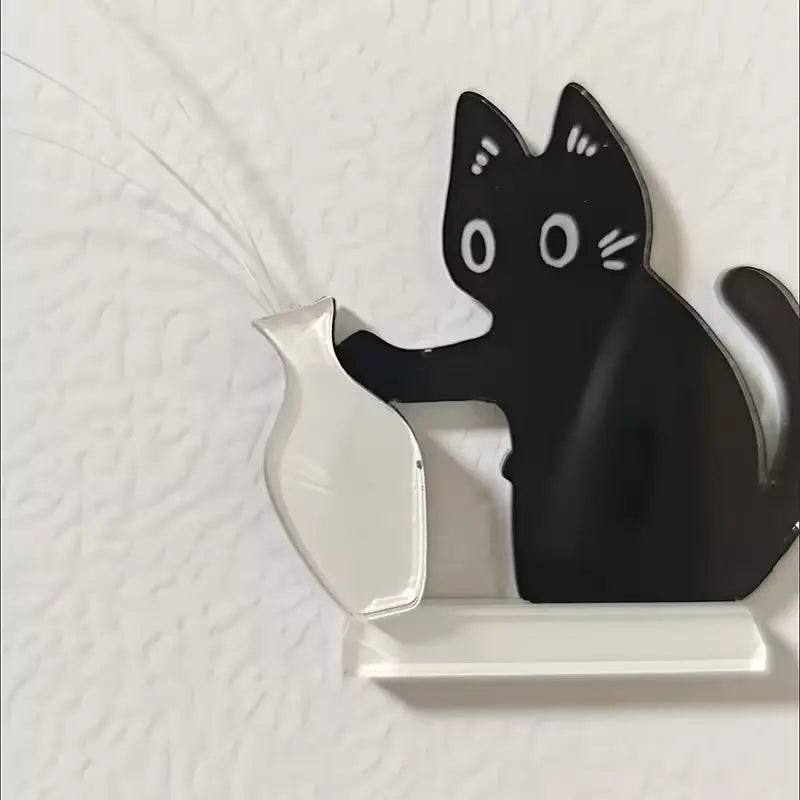 Cute Black Cat Fridge Magnet Vase – Whisker Keepsake & Mini Flower Holder Decor