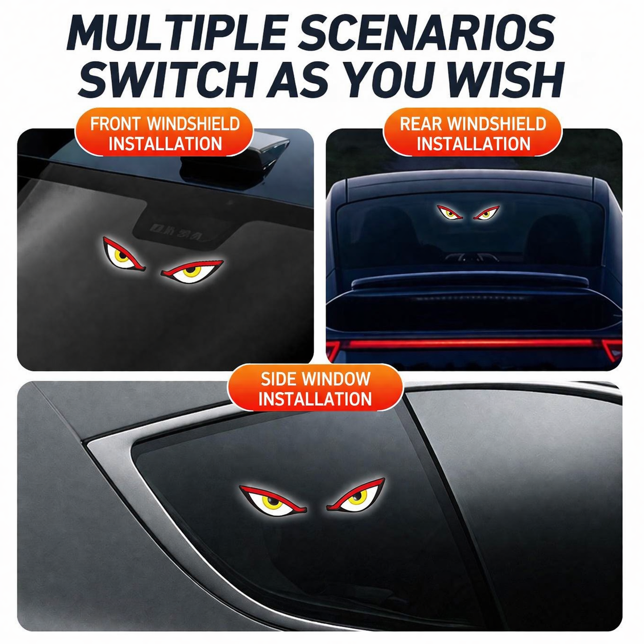 😈 Solar Demon Eye LED Car Window Light