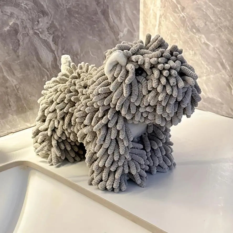 Cute Puppy Hand Towel – Absorbent Hanging Dog Towel for Kitchen & Bathroom Decor