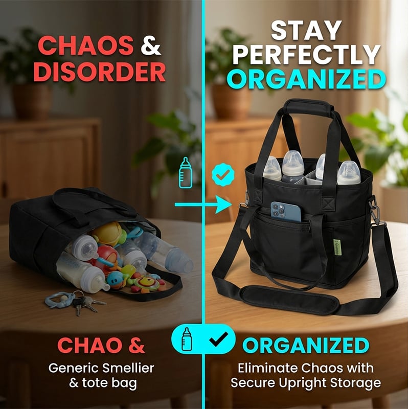 Family Size 4-Compartment Drink Carrier Bag for Coffee Cups & Tumblers