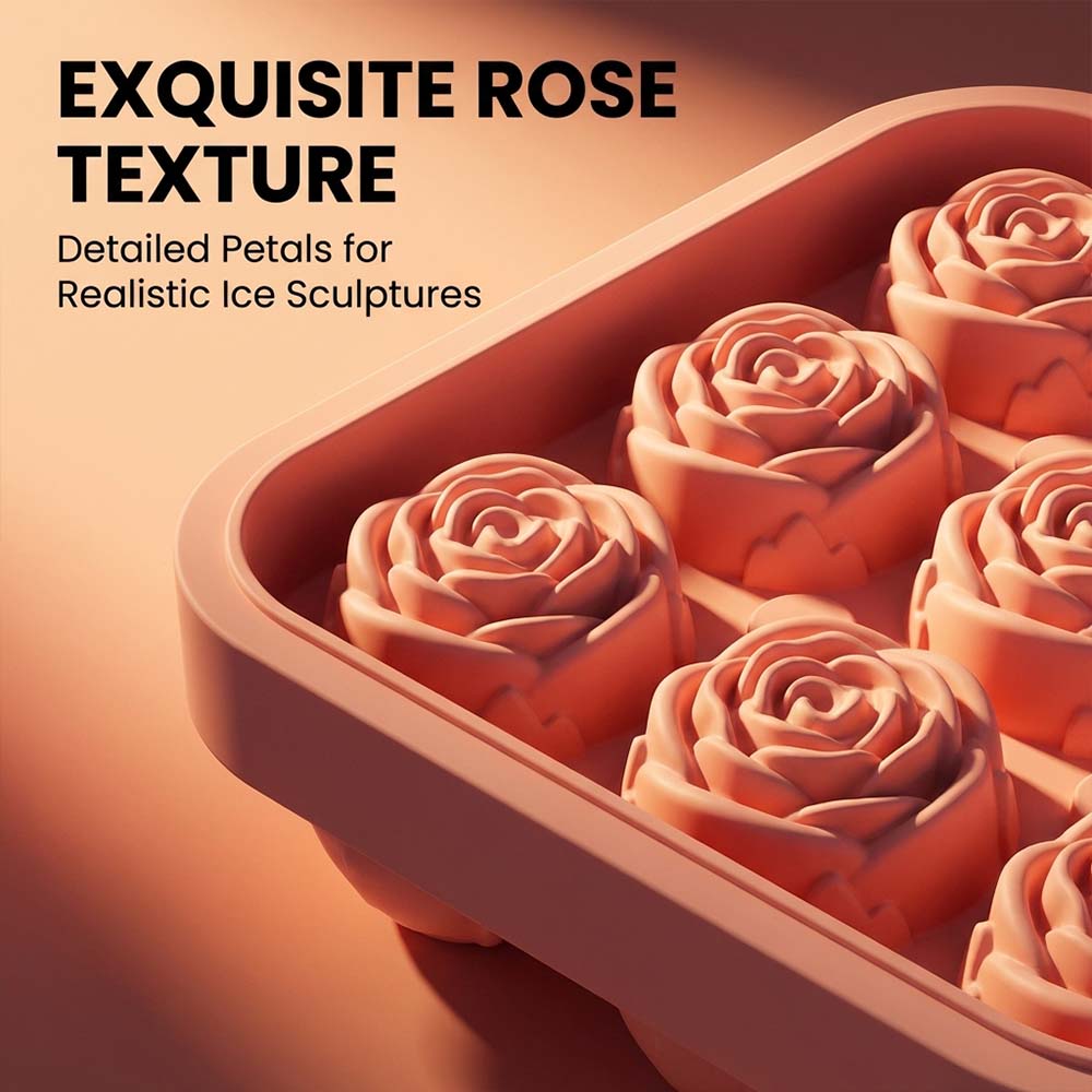 Rose Ice Cube Tray – 9-Cavity Silicone Mold for Whiskey & Cold Drinks
