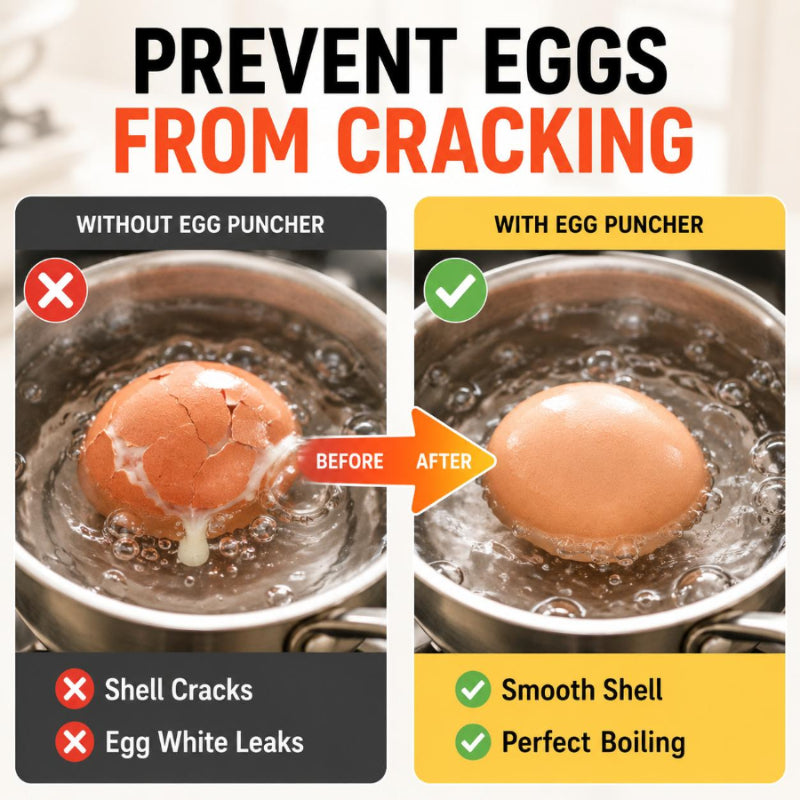 TYIIMAX™ 2PCS Egg Piercer for Boiling Eggs – One-Press Egg Pricker with Stainless Steel Needle, Prevents Shell Cracks & Makes Eggs Easier to Peel