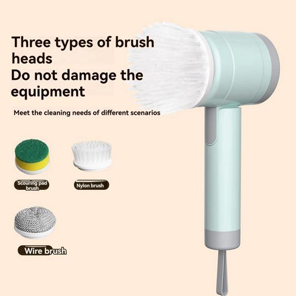 ABS Electric Cleaning Brush – Multifunctional Handheld Kitchen & Household Cleaner with 3 Replacement Pads