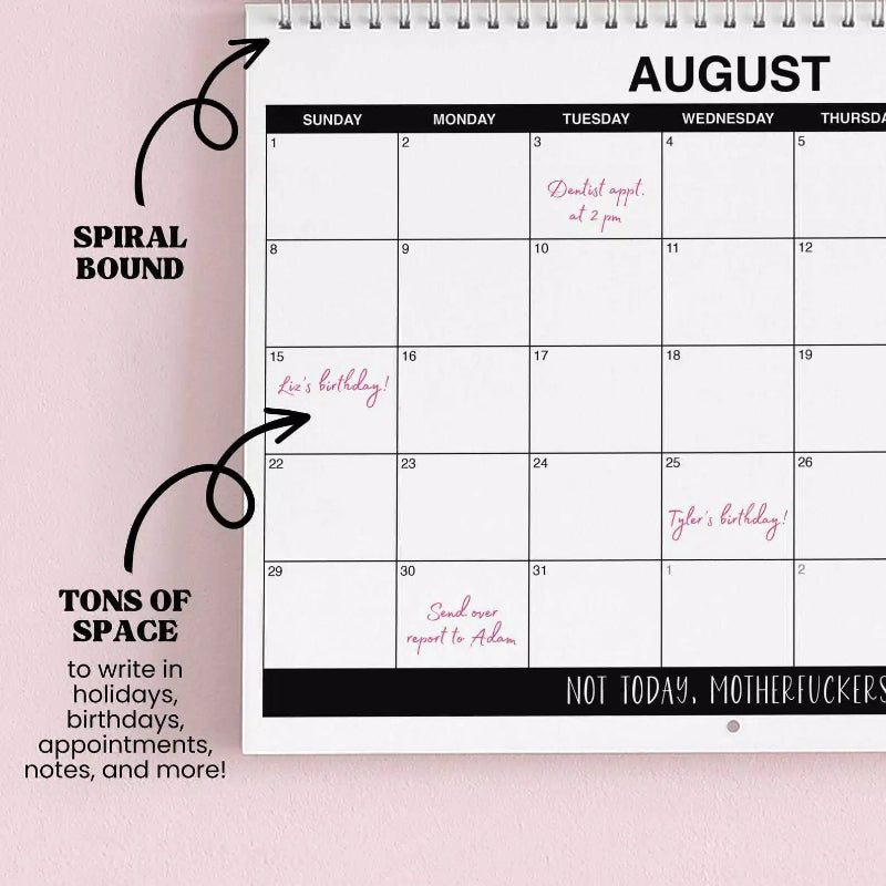 2027 Funny Swear Word Wall Calendar – "Fuck It" Floral Calendar for Tired-Ass Women